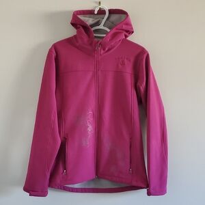 Prairie Mountain Vibrant Pink Hooded Jacket with Zipper Fleexe Lined Size S